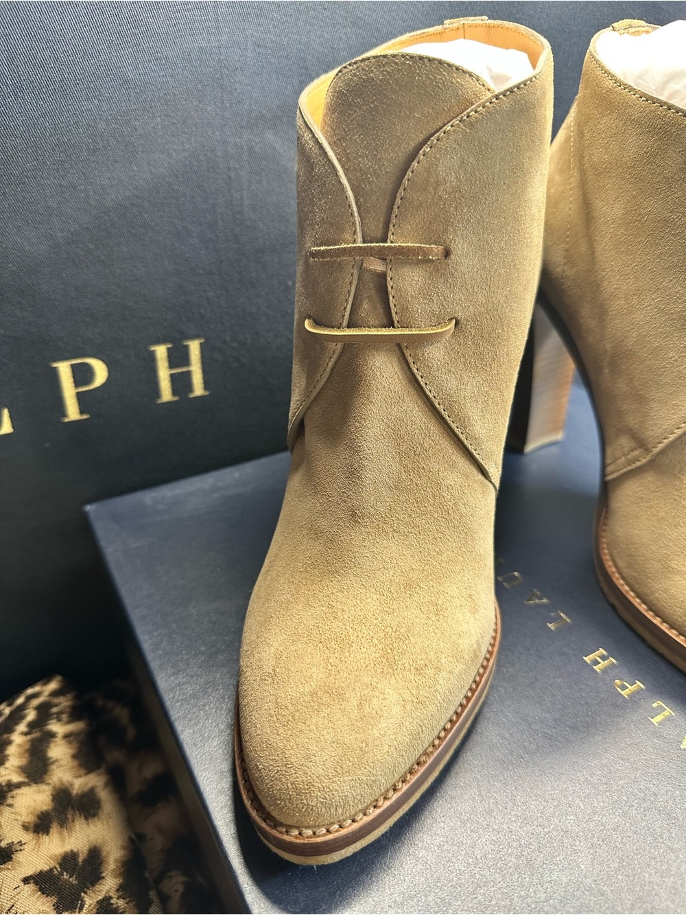Ralph Lauren Collection Jaylen Greige Calf-Suede Bootie 40B EU/10B US NIB - Picture 14 of 16